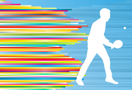 Table tennis player game vector abstract background illustration with colorful lines on blueのイラスト素材