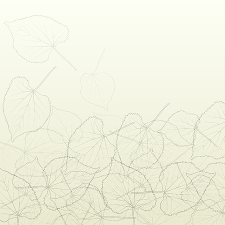 Leaves transparent background vintage illustration abstract vector with outlines and leaf veins structureのイラスト素材