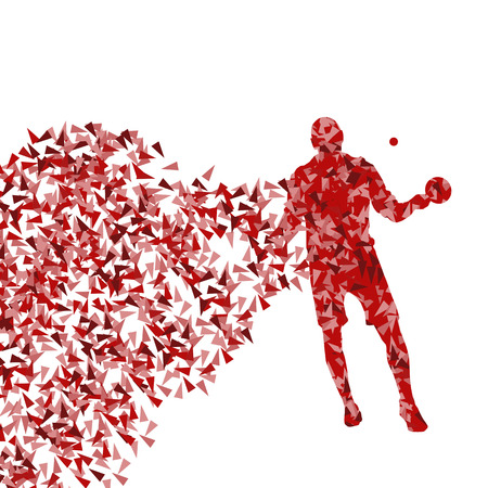 Table tennis player ping pong game vector abstract background illustration concept made of fragments isolated on whiteのイラスト素材