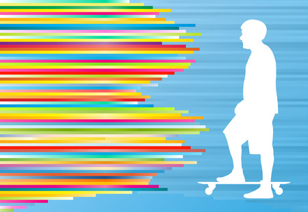 Skateboarding vector background abstract illustration with colorful stripes on blueのイラスト素材