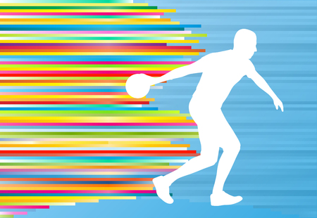 Bowler background bowling vector abstract illustration with colorful stripes on blueのイラスト素材
