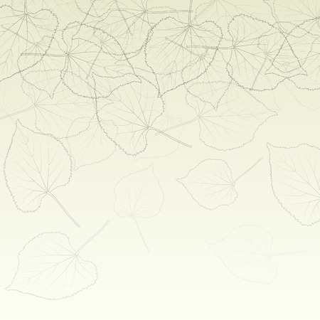Leaves transparent background vintage illustration abstract vector with outlines and leaf veins structureのイラスト素材