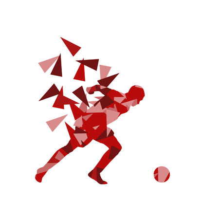 Soccer football player vector background abstract illustration concept made with polygon fragments isolated on whiteのイラスト素材