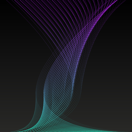 Abstract wave lines vector black background illustrationのイラスト素材