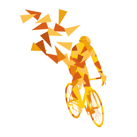 Cyclist professional racer vector background abstract concept illustration made of polygon fragments isolated on whiteのイラスト素材