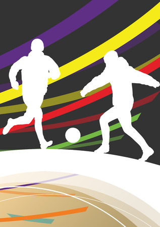 Winter soccer men football players active sport silhouettes vector abstract background illustrationのイラスト素材