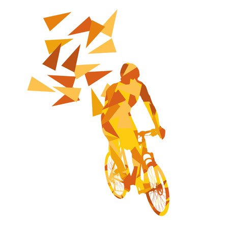 Cyclist professional racer vector background abstract concept illustration made of polygon fragments isolated on whiteのイラスト素材