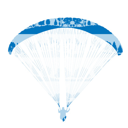 Paraglider vector background concept made of forest trees fragments isolated on whiteのイラスト素材