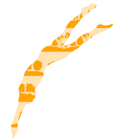 Swimmer start vector background concept made of forest trees fragments isolated on whiteのイラスト素材