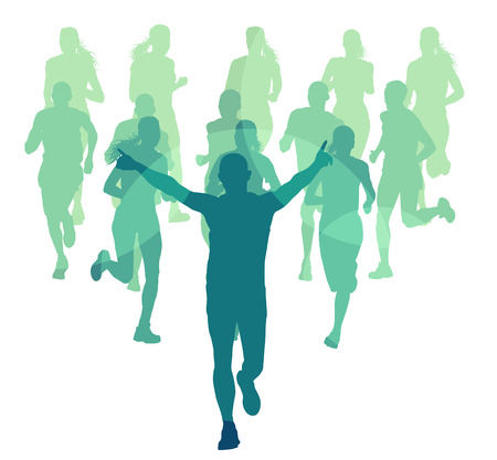 Running marathon people group vector illustration backgroundのイラスト素材