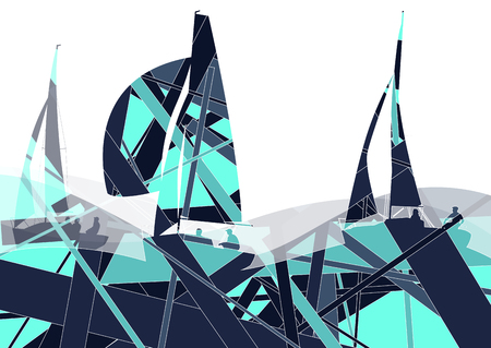 Sailors yachts in sea abstract graphic line mosaic background illustration vectorのイラスト素材