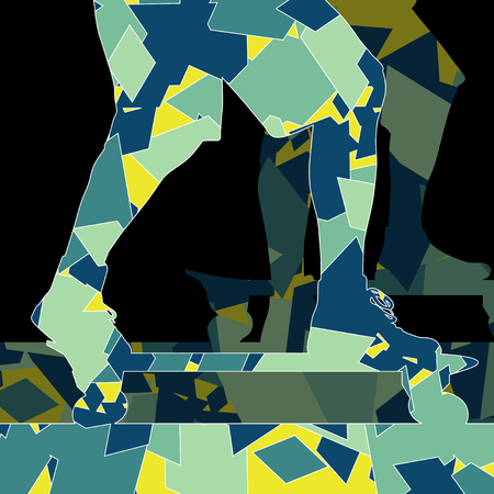 Skateboarder vector background abstract concept made of polygon fragments isolatedのイラスト素材