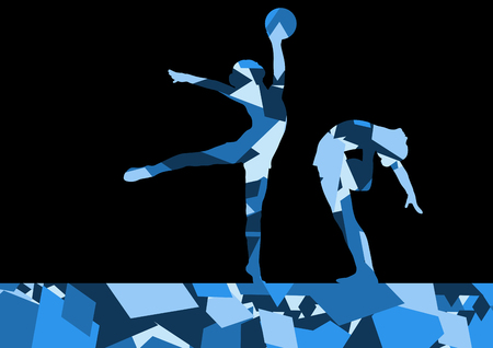 Gymnast women with ball in abstract background mosaic illustration vectorのイラスト素材