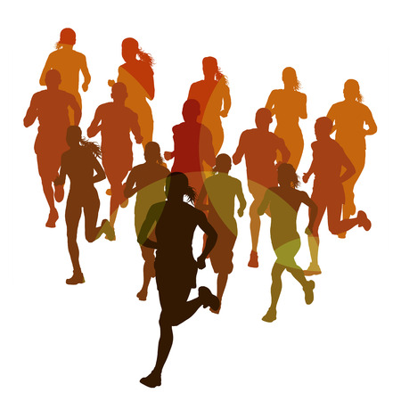 Running marathon people group vector illustration backgroundのイラスト素材