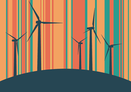 Wind turbines high voltage green energy generate alternative power farm abstract concept background vectorのイラスト素材