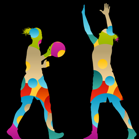 Basketball players active women sport silhouettes abstract background illustration vectorのイラスト素材