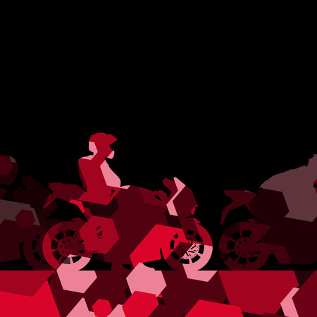 Sport motorbike rider motorcycle silhouette in abstract wax comb cell mosaic background illustration vectorのイラスト素材