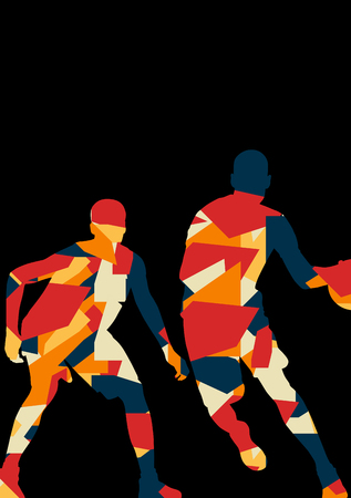 Basketball players young active sport silhouettes vector background abstract illustrationのイラスト素材