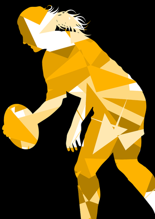 Active women rugby players young healthy sport silhouettes abstract line vector background illustrationのイラスト素材