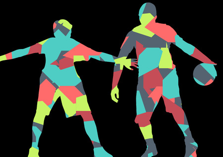 Basketball players young active sport silhouettes vector background abstract illustrationのイラスト素材