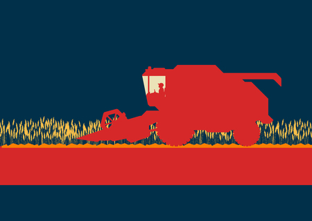 Harvester in field abstract vector backgroundのイラスト素材