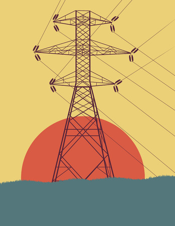 Graphic concept of a tower with wires vector backgroundのイラスト素材