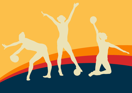 Woman with ball artistic gymnastics vector abstract backgroundのイラスト素材