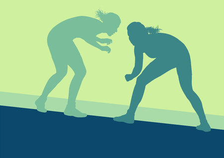 Greek roman wrestling woman fight vector backgroundのイラスト素材
