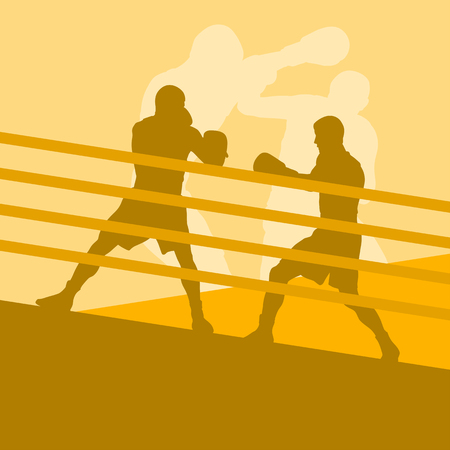 Boxer man fight in boxing ring vector background with retro colorsのイラスト素材