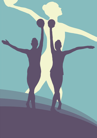 Woman with ball artistic gymnastics vector abstract backgroundのイラスト素材