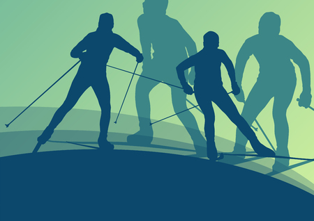 Skiing athlete competition vector abstract background conceptのイラスト素材