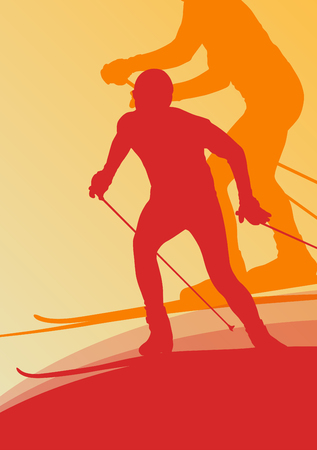 Skiing athlete competition vector abstract background conceptのイラスト素材