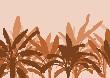 Raw banana tree farm field vector backgroundのイラスト素材