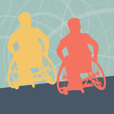 Wheelchair disabled man willpower concept vector backgroundのイラスト素材