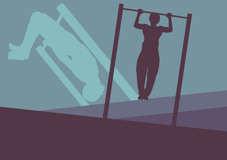 Street gymnastics horizontal bar workout man training vector abstract backgroundのイラスト素材