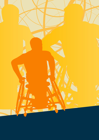 Wheelchair disabled man willpower concept vector backgroundのイラスト素材