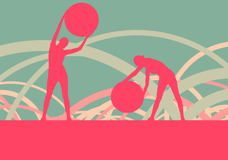 Fitness ball woman vector abstract backgroundのイラスト素材