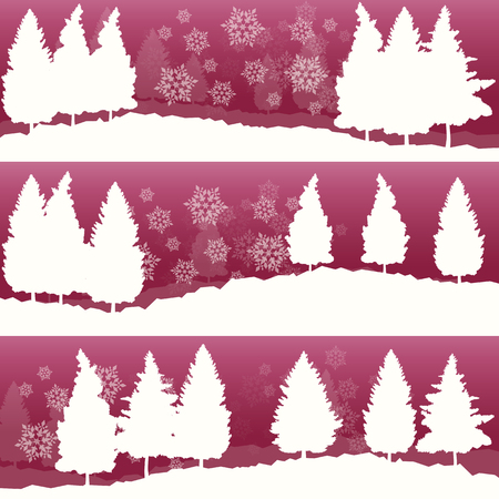 Winter landscape with trees and snow vector abstract backgroundのイラスト素材