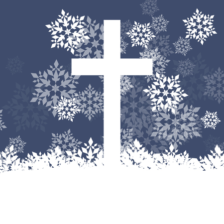 Snowflake abstract vector background in red color with christmas christianity crossのイラスト素材