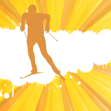 Skiing man vector abstract burst backgroundのイラスト素材