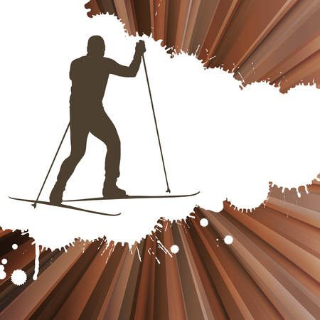 Skiing man vector abstract burst backgroundのイラスト素材