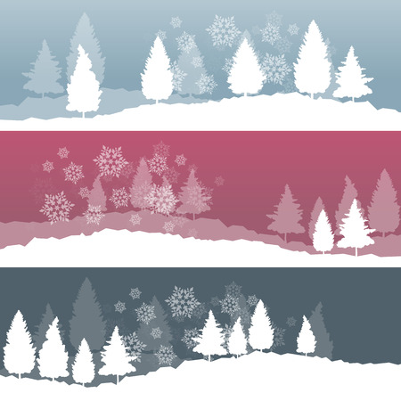 Winter landscape with trees and snow vector abstract backgroundのイラスト素材