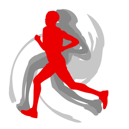 Man runner motion isolated vector background concept on whiteのイラスト素材