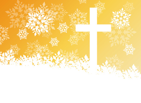 Snowflake abstract vector background in red color with christmas christianity crossのイラスト素材
