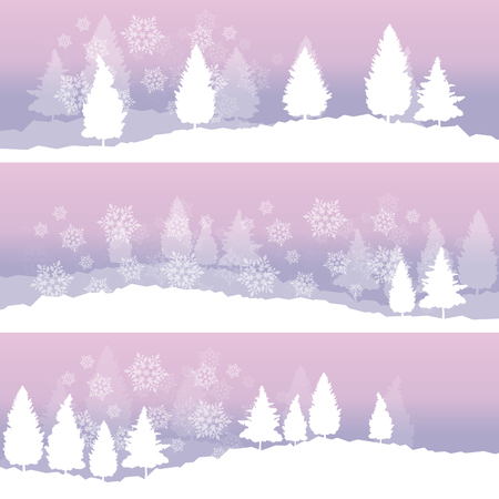 Winter landscape with trees and snow vector abstract backgroundのイラスト素材