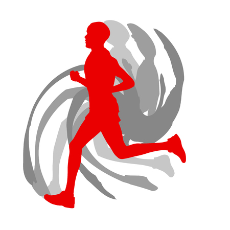 Man runner motion isolated vector background concept on whiteのイラスト素材