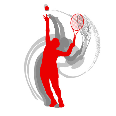 Tennis player male vector abstract background motion concept in red isolated on whiteのイラスト素材