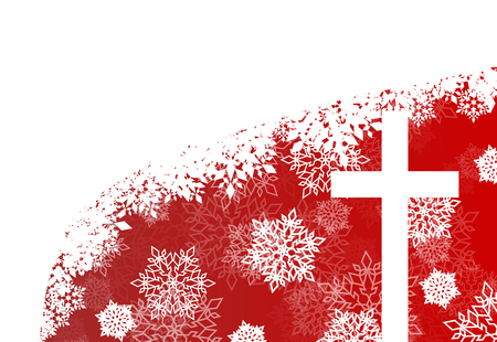 Snowflake abstract vector background in red color with christmas christianity crossのイラスト素材