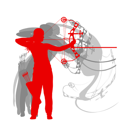 Woman archery sport vector backgroundのイラスト素材