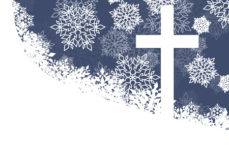 Snowflake abstract vector background in red color with christmas christianity crossのイラスト素材